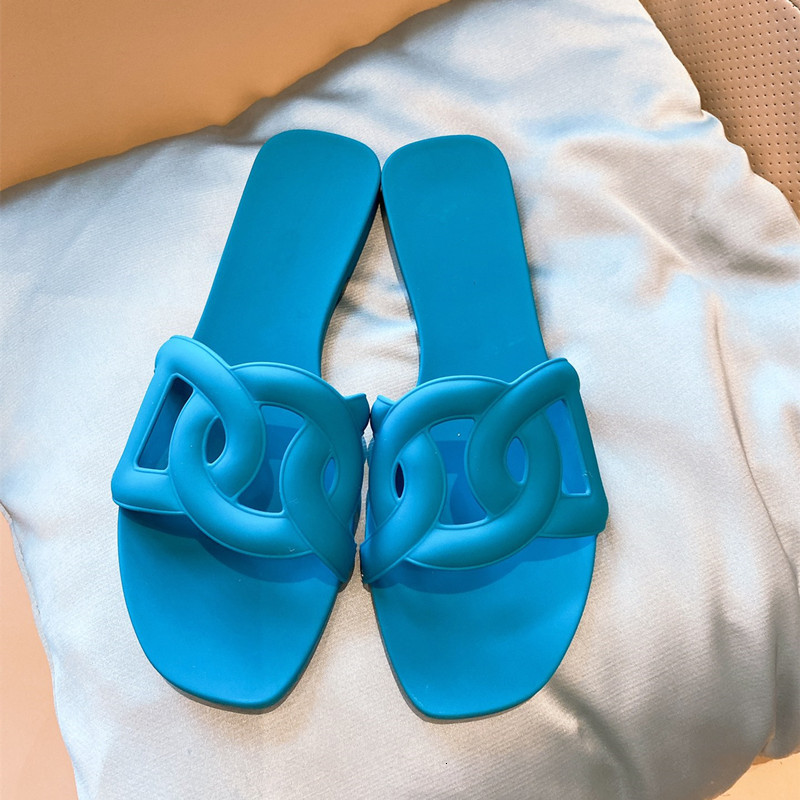 Slippers 2021 Spring Ladies PVC Fabric Matte Non-slip Beach Shoes Fashion Solid Color H Family Sandals and HM60 9HFC