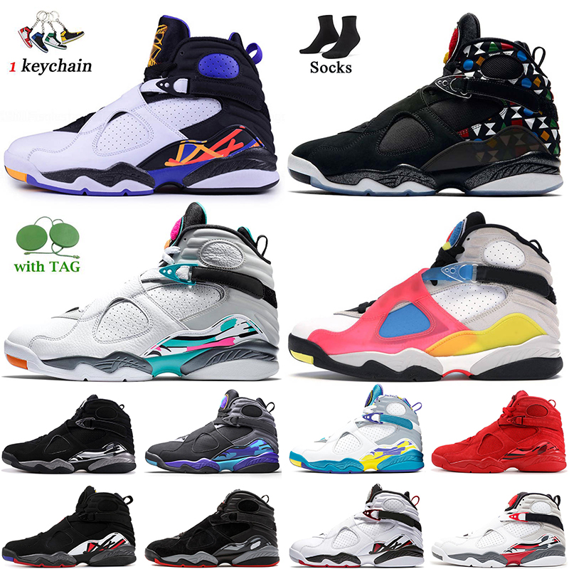 

2021 Top Fashion Jumpman South Beach 8 8s Mens Basketball Shoes OVO Black Three Peat Quai 54 SE White Multicolor Valentines day Mens Trainers Sneakers Big size 13, #18 ovo white 40-47