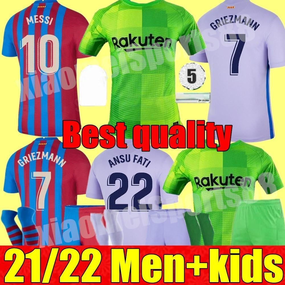 

21 22 Men kids kit Barcelona soccer jerseys BARCA FC MESSI KUN AGUERO 2021 2022 GRIEZMANN F.DE JONG T COUNTINHO football shirt, Kids kit 3rd+league patch