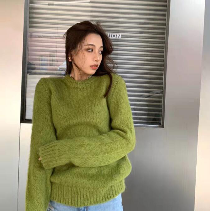 

sweaters letterg agu brand cci designer embroidered women's avocado round neck pullover sweater fresh girl style knit sweater, White;black