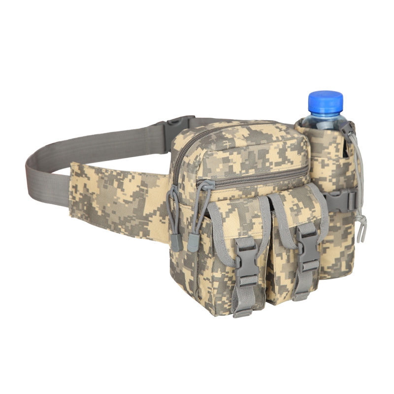 

Camping Belt Bag Tactical Men Waist Pack Nylon Hiking Water Bottle Phone Pouch Outdoor Sports Army Hunting Climbing, As pic