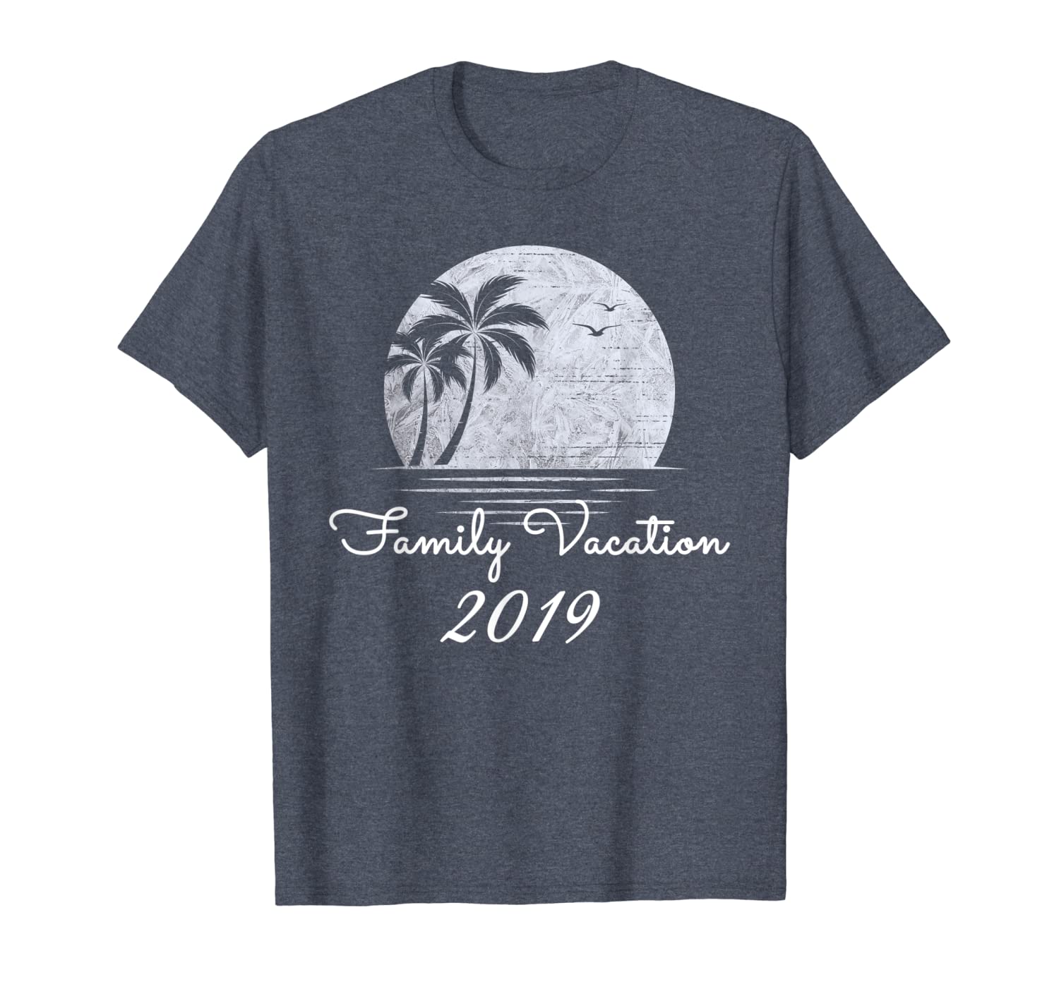 

2019 Family Vacation Beach Palm Tree Group Gift T-shirt, White;black
