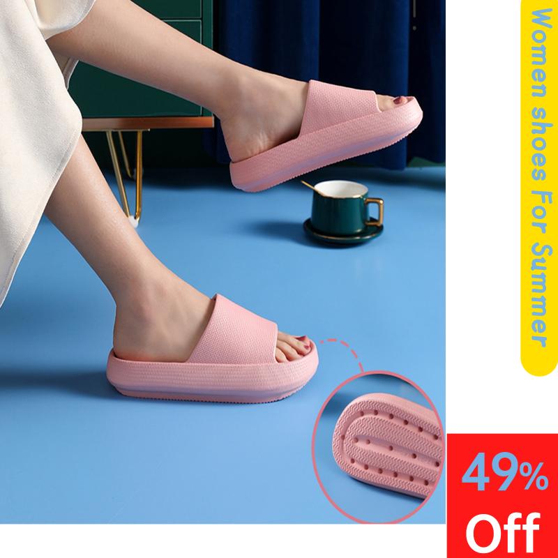 

Sandals Shoes Woman Home Couples Stylish Adult Slip-proof Thick-soled Indoor Outdoor Slippers Men Flip Flops House Sleepers, Black