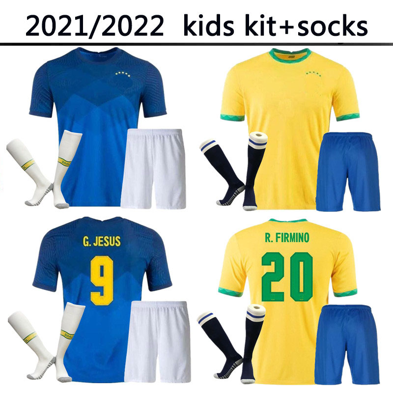 

kids kit and socks 2020 2021 Camiseta de futbol PAQUETA NERES COUTINHO football shirt FIRMINO JESUS soccer jersey MARCELO 2021 maillot de foot Brasil, Black