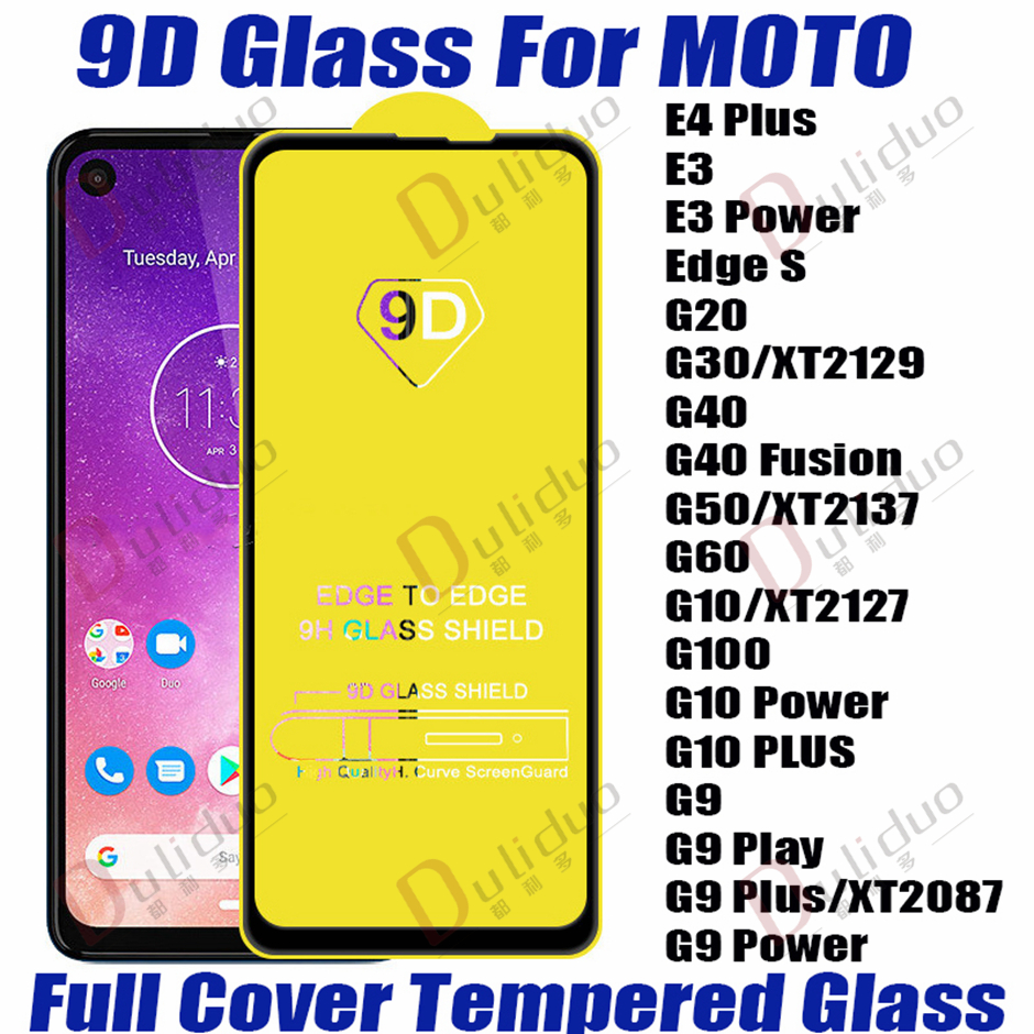 

9D full cover tempered glass phone screen protector for samsung galaxy motorola E4 Plus E3 Power Edge s G20 G30 G40 G50 G60 G10 G100 G9 Play Plus Power