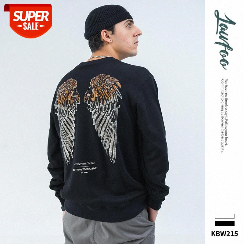 

LawFoo Men's Back Tile Angel Wings Turtleneck Terry Sweatshirt #rd18, Black