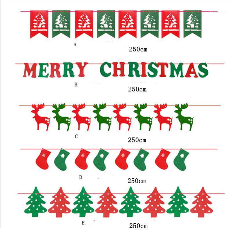 

2.5M Christmas Garland Bunting Flags XMAS Deer Tree Socks Elk Letters Home Market Mall Decorations Party Banner Decor QB874698