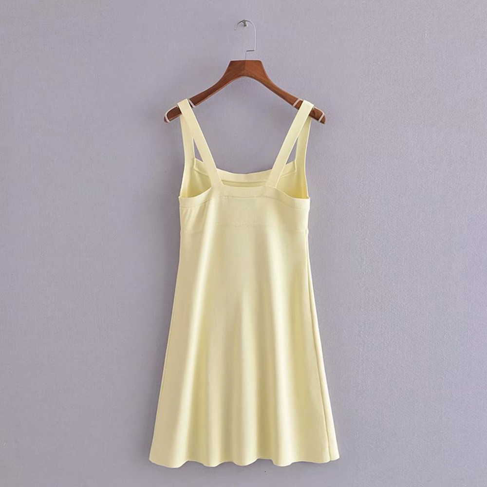 

Casual Dresses 2021 za summer sexy fashion mesh hang mini nightgown ladies, Yellow