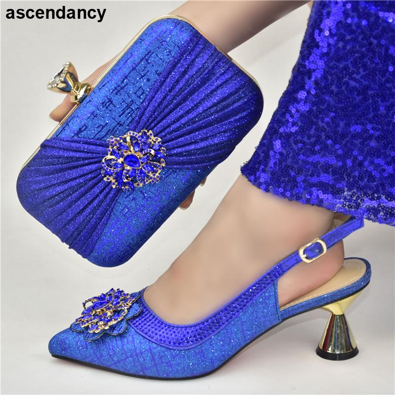 

Fashion Shoes And Bag For Party Wedding Ladies Sandals Italian Shoe Set In Women Pumps Dress, Black