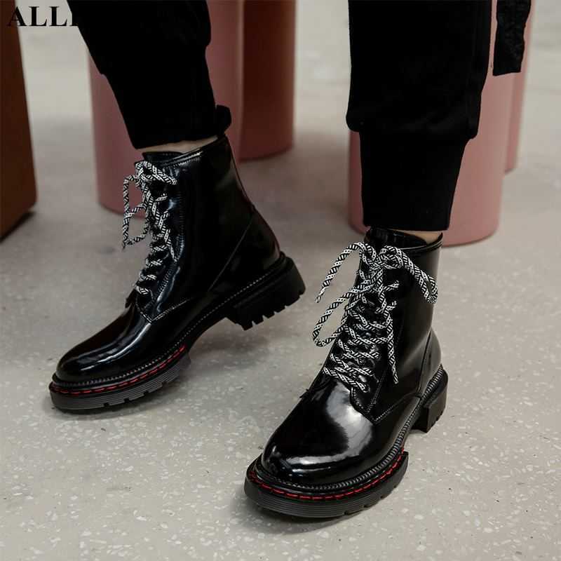 

ALLBITEFO genuine leather brand high heels ankle boots for women autumn thick heels party women boots women heels 210611, As picture