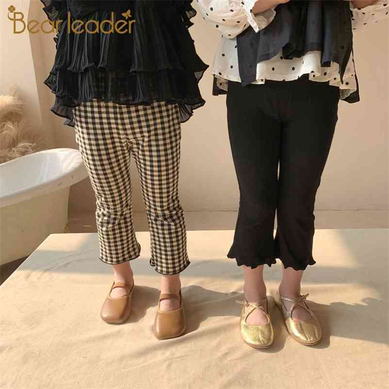 

Kids Girls Casual Pants Fashion Baby Plaid Solid Capris Children Skinny Clothing Princess Korean Flare 2-7Y 210429, Ah5170white
