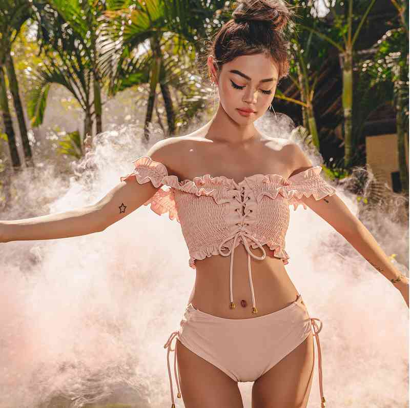 Split Conservative Women&#039;s Sexy Bikini Shoulder Spring Swimsuit-image-678355618