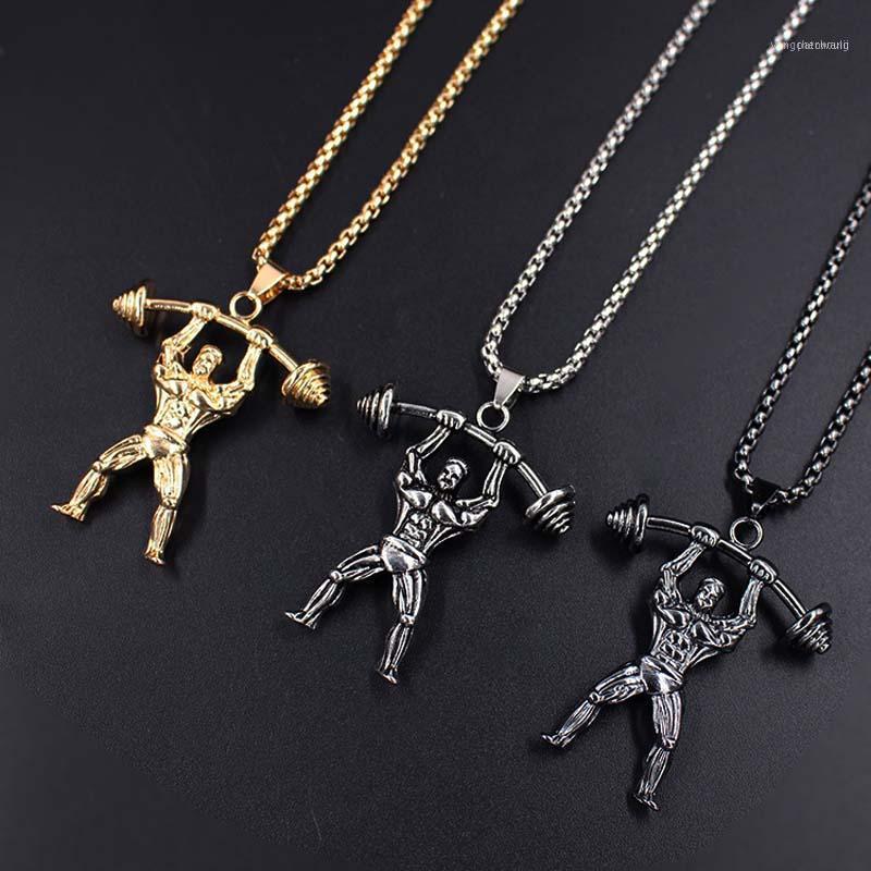 

Men Punk Gym Weightlifting Pendants Chain Wholesale Stainless Steel Sports Fitness Weightlifters Necklaces For Jewelry1