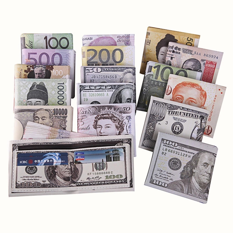 

30pcs/lot Money Printing Coin Purse Pattern Wallet Zipper Storage Package Dollar Sterling Euro Ruble Shape Compartment