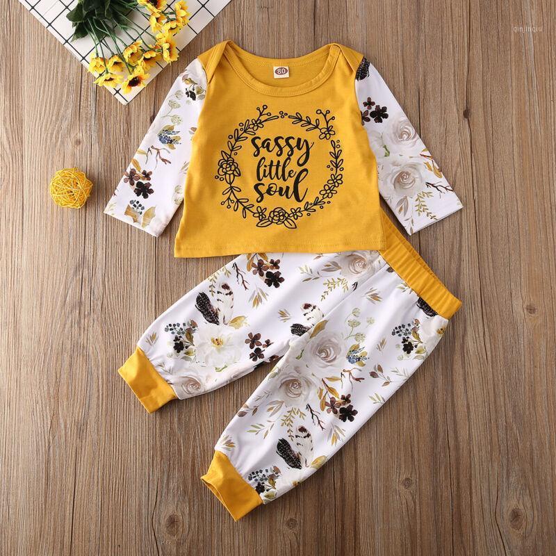 

Baby & Children's Born Girl Clothes Sassy Tops T-shirt Floral Pants Trousers Outfit Set Clothing Sets, White