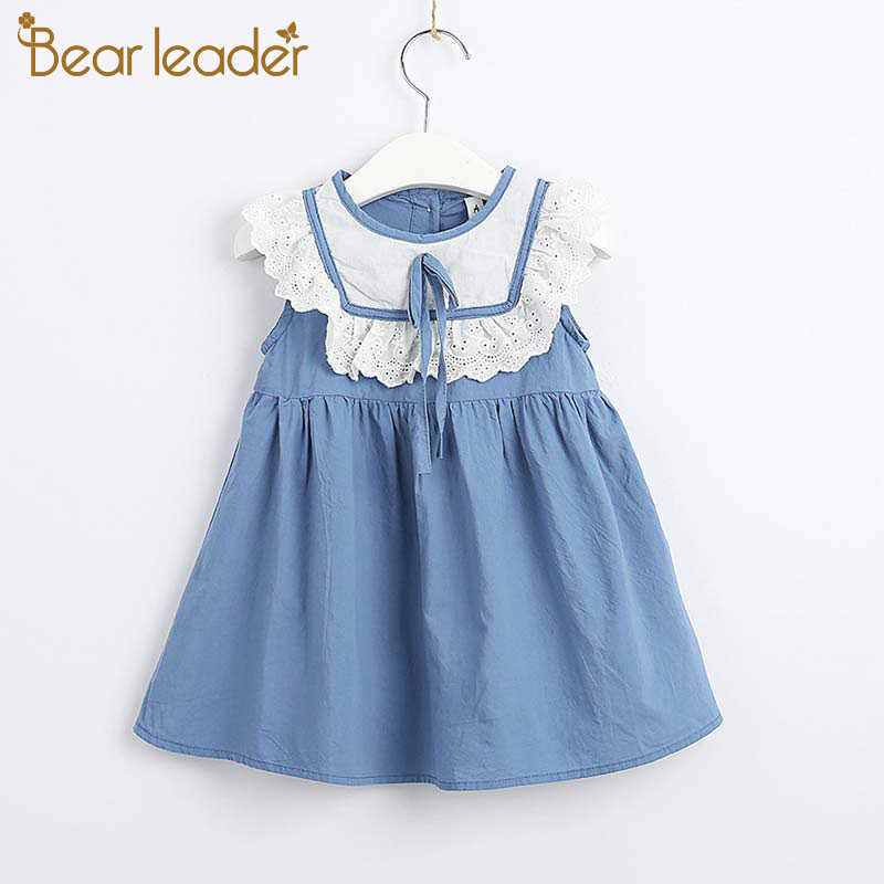 

Bear Leader Girls Lace Dress Fashion Kids Summer Cool Clothes Cute Bowtie Costumes Children Sleeveless Casual Outfits 1-5Y 210708, Ah4332 blue
