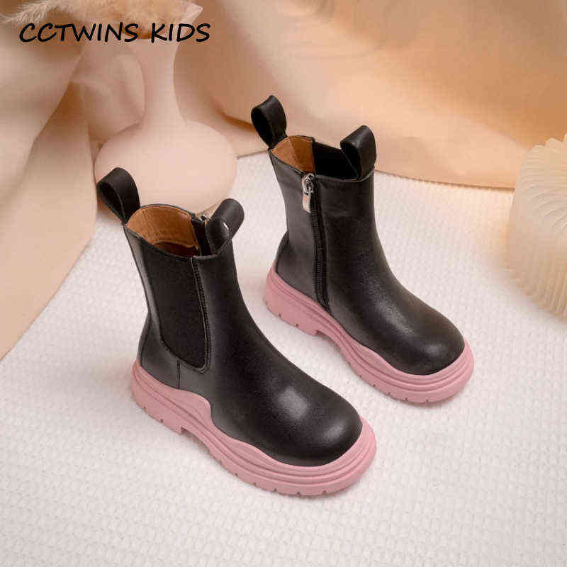 

Kids Boots 2021 Autumn Children Fashion Casual Ankle High Top Chelsea Boots For Baby Girl Shoes Waterproof Thick Sole Platform Y1227, Pink sole