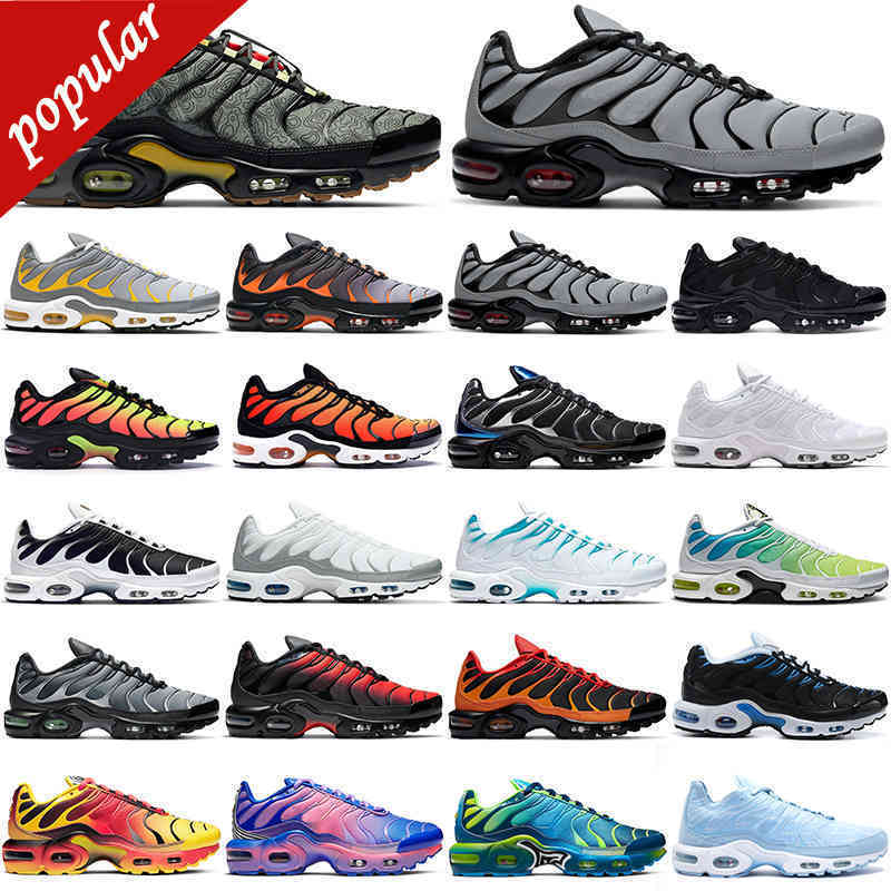 

TN Plus mens running shoes women Triple Black Dark Russet Hot Pink White Volt Cool Grey Hyper Violet sports sneakers Trainers 36-46, 40-46 green
