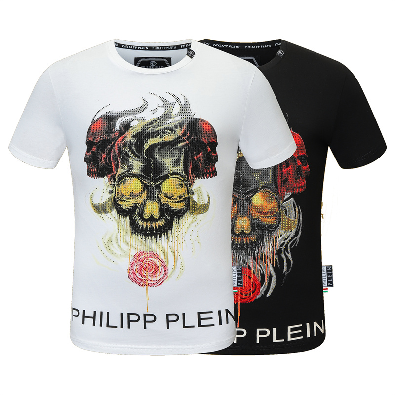 

2021 Plain Men T Shirts Cotton Women Clothes Funny Short Sleeve O Neck Tees Printing Phillip T-Shirts PP top48, White