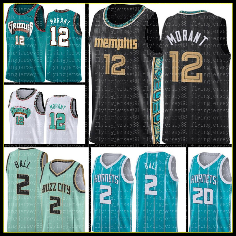

Ja 12 Morant Jersey Mens LaMelo 2 Ball Basketball Jerseys Gordon 20 Hayward Jersey Green Black White Grey S- 999