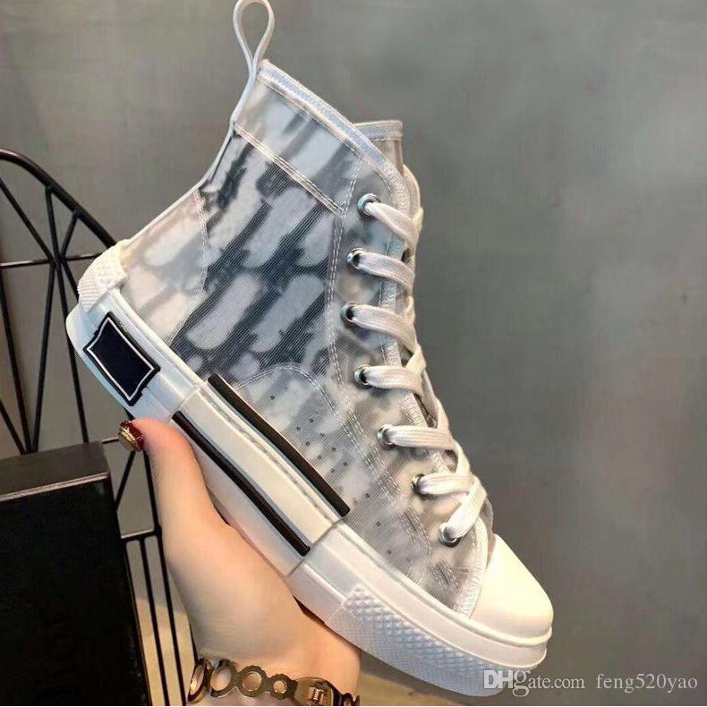 

designer Men fashion Casual shoes lady Travel lace-up sneaker Letters woman leather boots gym Running High top Slides women Film man Flat boot Large size 35-45 With box, Blue
