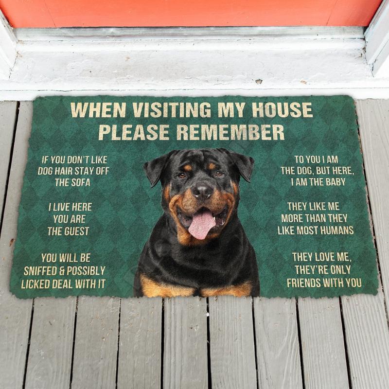 

Please Remember Rottweiler Dog's House Rules Doormat Non Slip Door Floor Mats Decor Porch Carpets