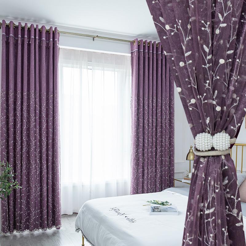 

Curtain & Drapes Nordic Style Curtains For Living Room Bedroom Solid Color Cloth Yarn Integrated Net Red Finished Product Customization