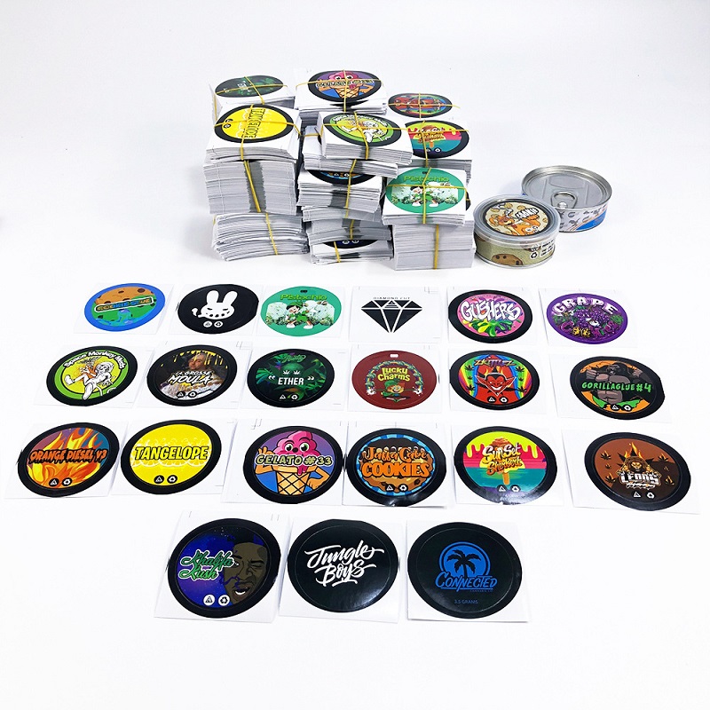 

73*23mm Candy Boxes Can Disco Biscuits Cans stickers Self-Seal packing Tin Box Blue Dream Cali Tins Labels Tuna free DHL