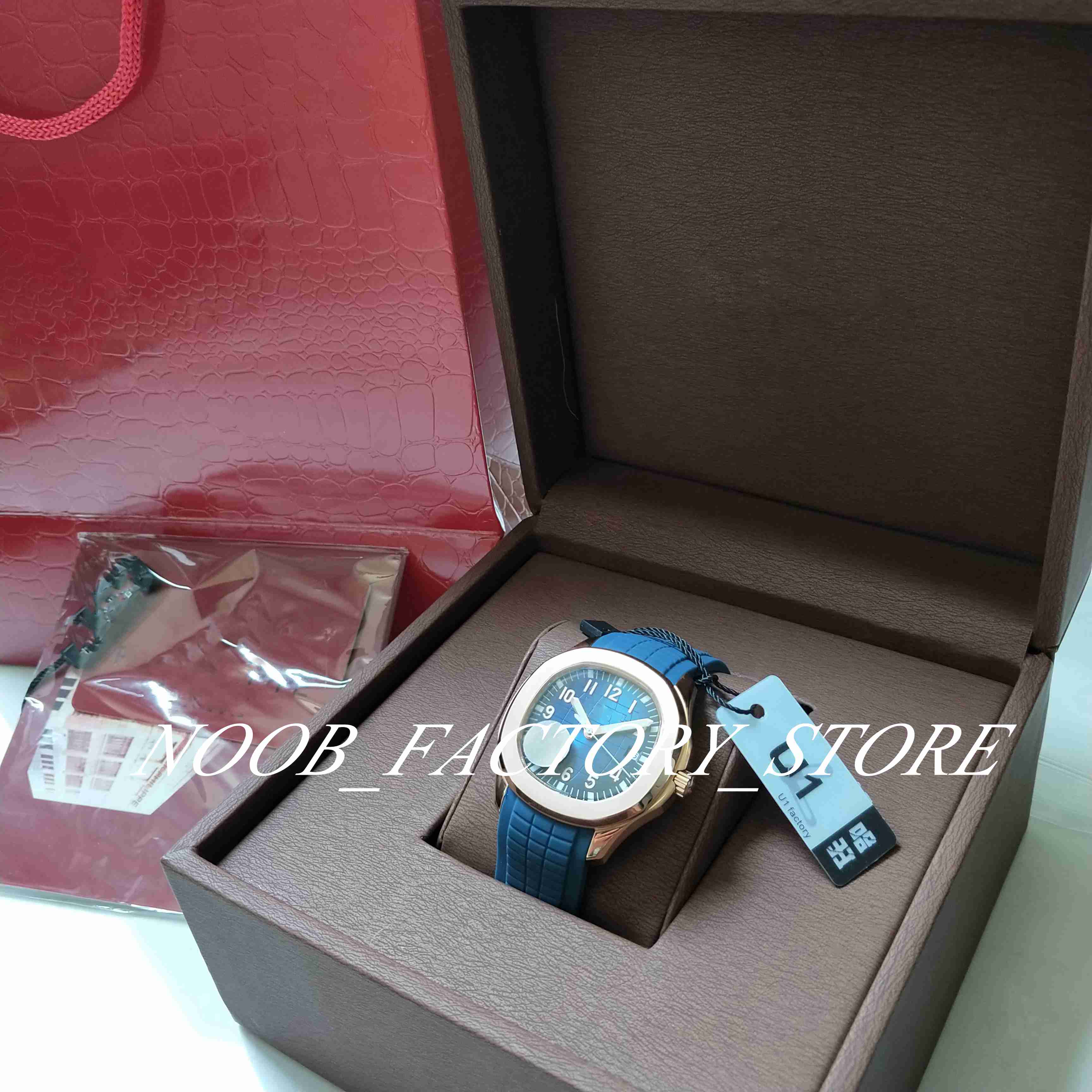 

Watches Men UF Factory Rose Gold Cal.324 Automatic Movement Sport Blue Dial Mens Watch Wristwatches Diving Super Luminous Blue Rubber Strap With Original Box, 01