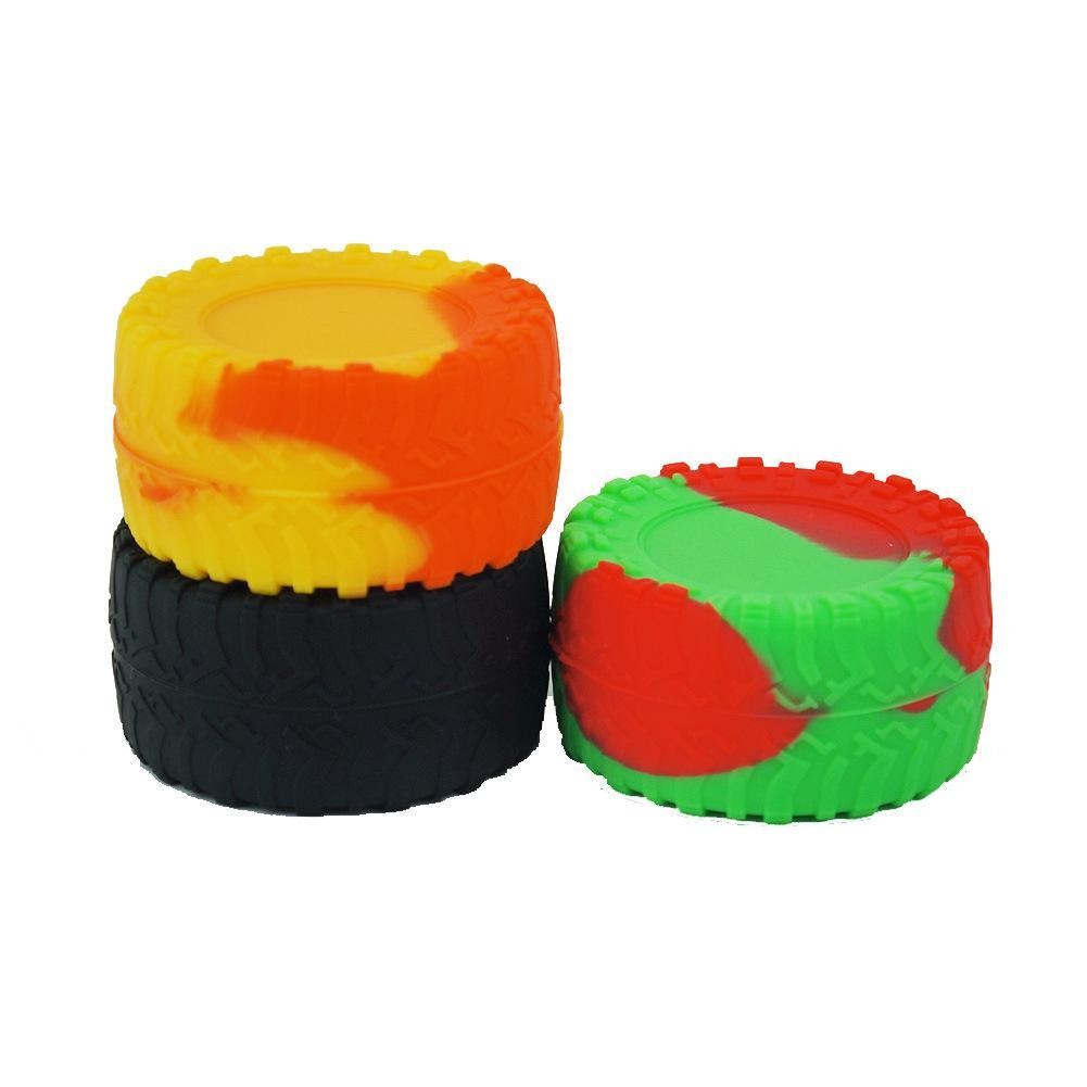 

Other Smoking Accessories Tyre shape silicone container 23ml tire design big jars dab wax vaporizer oil rubber large food grade dry herb box