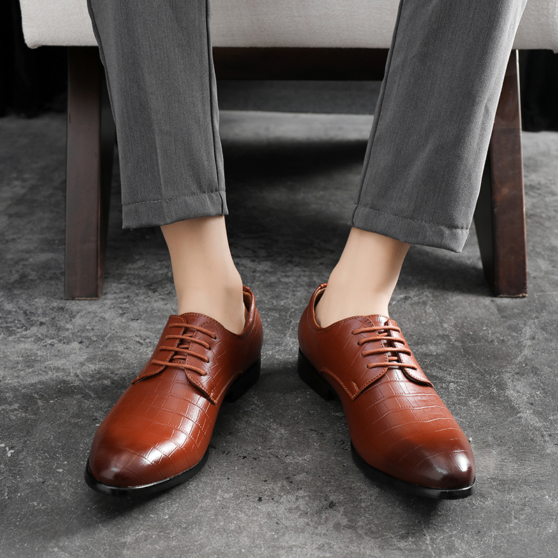 

2022 Men Shoes Leather Male Dress Shoes Luxury Mens Business Oxfords Classic Gentleman Shoes, Black