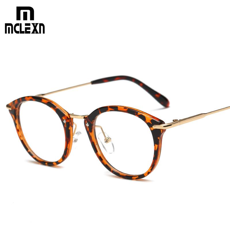 

Fashion Sunglasses Frames MCLEXN Women Glasses Men Vintage Round Clear Lens Myopia Optical Spectacle, Black