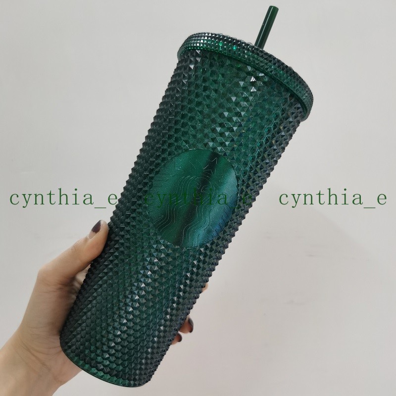 

Starbucks Double Laser Dark Green Durian Laser Straw Cup Tumblers Mermaid Plastic Cold Water Coffee Cups Gift Mug L1, Customize