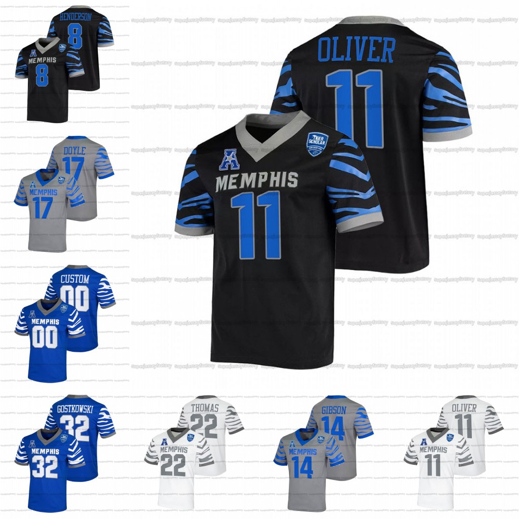 

Custom Memphis Tigers Jersey 2021-22 NCAA College Football Joe Doyle Sylvonta Oliver JJ Russell Jake Elliott Xavier Cullens Rodrigues Clark Sean Dykes Seth Henigan, Black youth s-xl