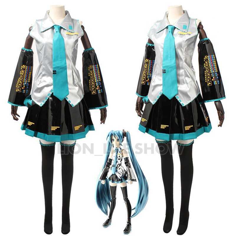 

Anime Super Alloy Miku Cosplay Costumes Dress Girl's Cloth any size PU leather Y0903, Black;red