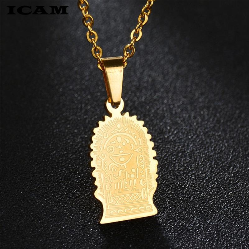 

Pendant Necklaces ICAM Virgin Mary Gold Silver Color Women Christian Jewelry Cross Coin Necklace Lady Goddess