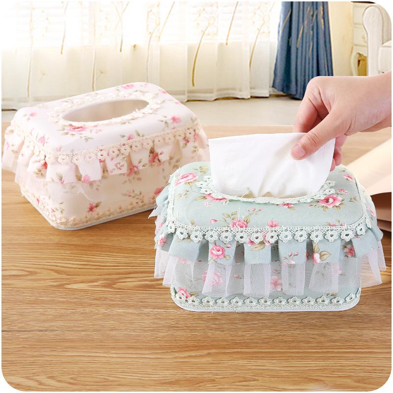 

Tissue Boxes & Napkins 1pc European Pastoral Lace Box Cover Creative Home Living Room Car Holder Paper Container Decoration
