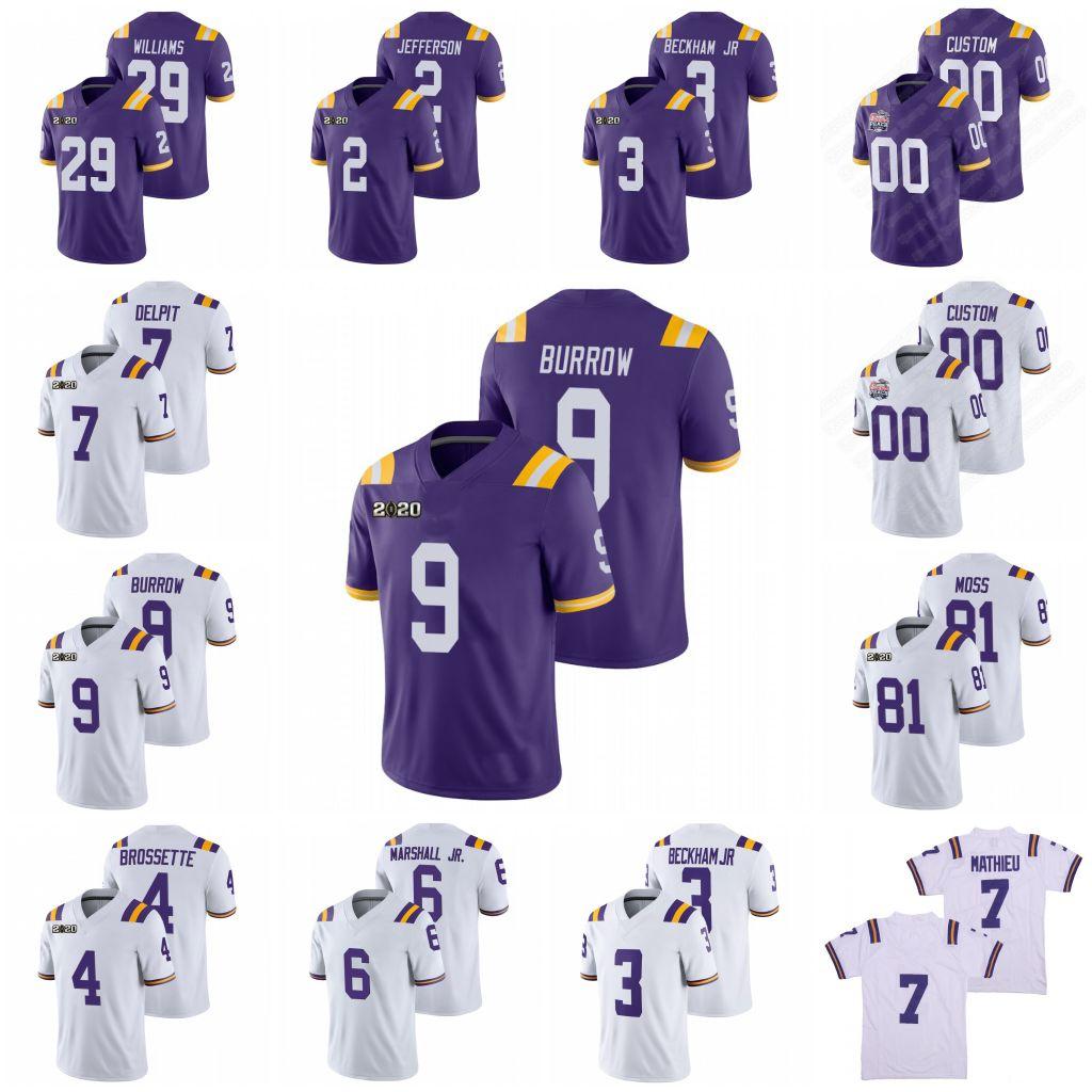 

7 leonard fournette 2021 LSU Tigers Football Jersey Burreaux Mathieu Burrow Chase Cannon Delpit brossette thaddeus moss odell marshall jr jefferson kinney jerseys, Youth s-xl/purple