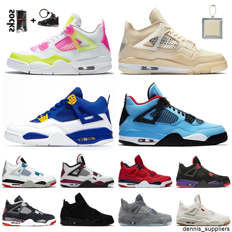 

Jumpman Sail 4 4s Lemon Venom Women basketball shoes Travis Scotts Currys Mens Retro White off Deep Ocean Dio trainers