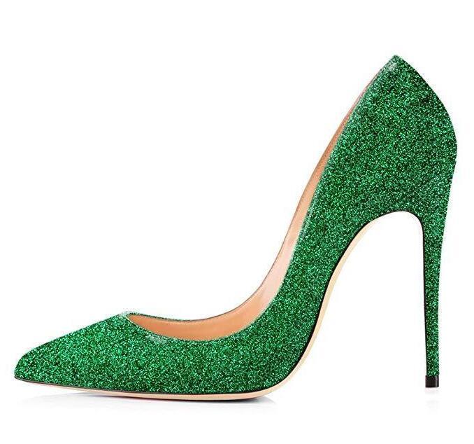 

Moraima Snc Bling Glitter Embellished High Heel Shoes Pointed Toe Wedding Heels For Woman 12cm Thin Dress, As pictures