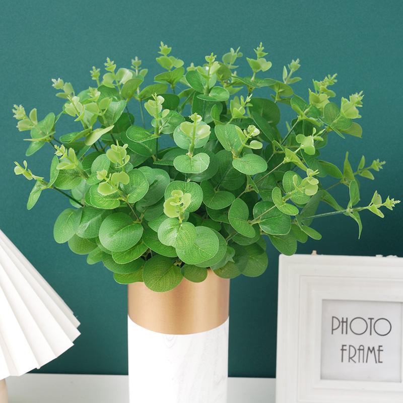 

Decorative Flowers & Wreaths 7 Heads Silk Artificial Plant Eucalyptus Leaves Branches Home Decoration Flower Arrangment Faux Foliage Wreath, White