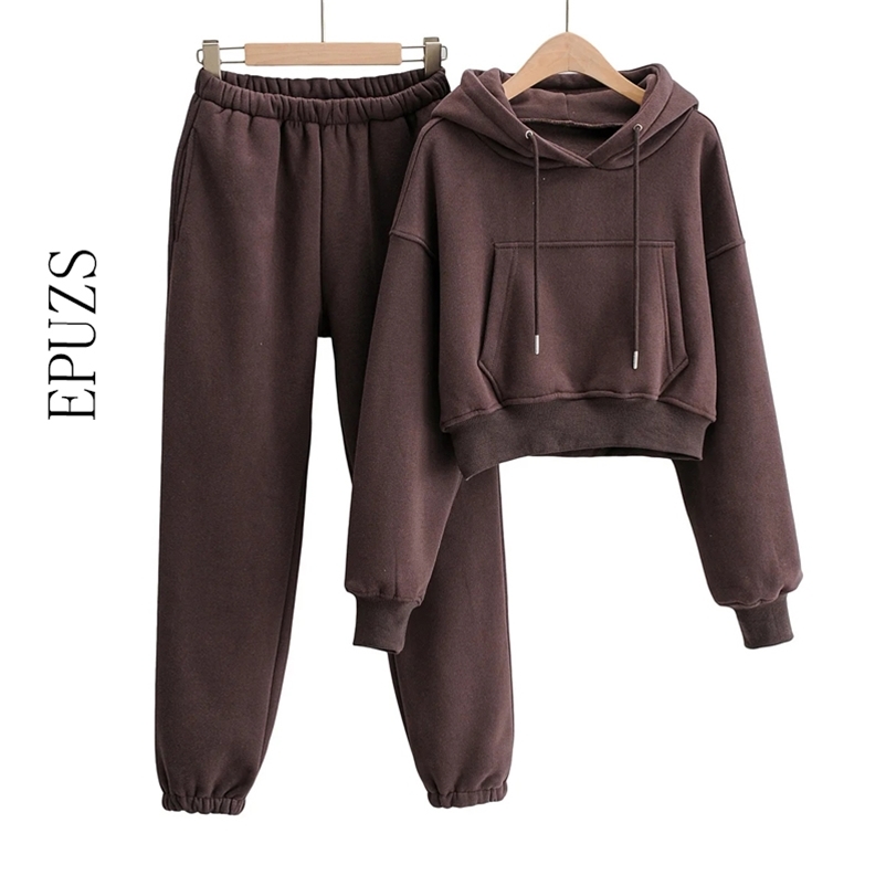 

Two Piece Set Women Long Sleeve hooded Hoodie Sweatshirts Sweatpants Pants Jogging Femme Hoodies Tracksuits 210521, Gray