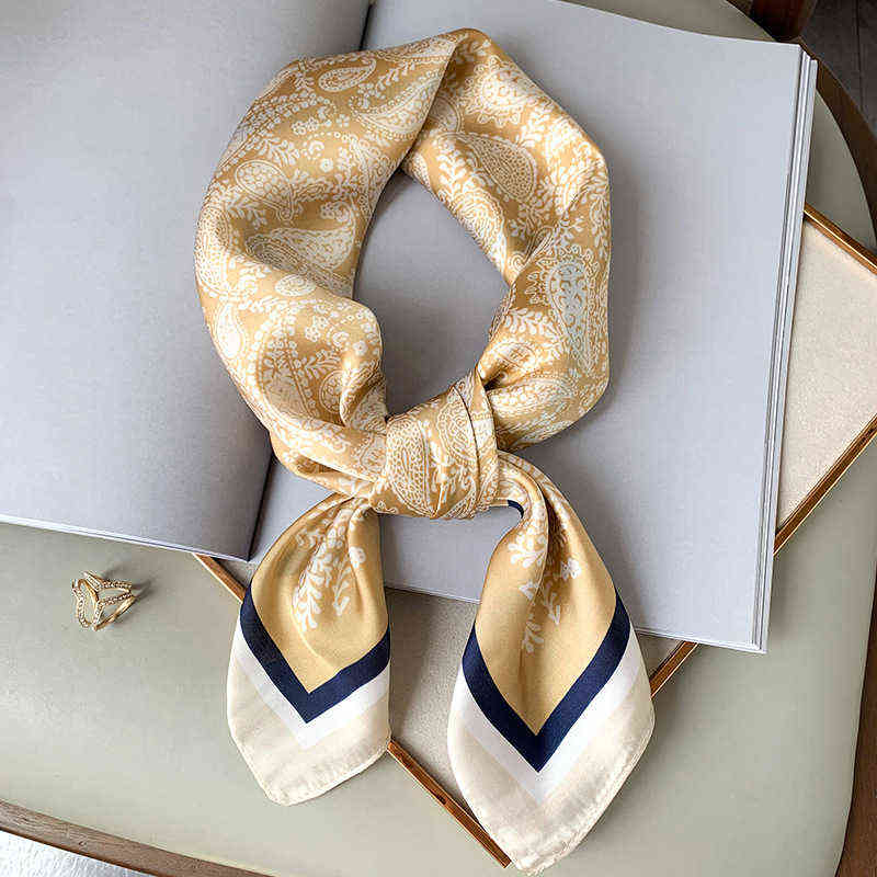 

Summer Silk Square Scarf Lady Hair Hijab Print Female Shawl Bag Scarves Head Wraps for Women Bandana Large Foulard Accessories Y1108