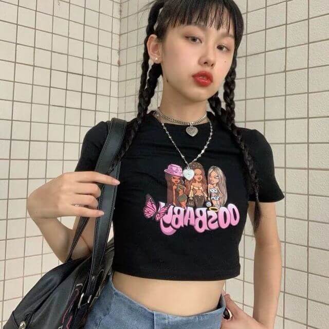 

Summer Gothic clothing Sexy Female Slim Women T shirt Punk Grunge Streetwear Ladies crop Top Harajuku Clothes tee, Purple