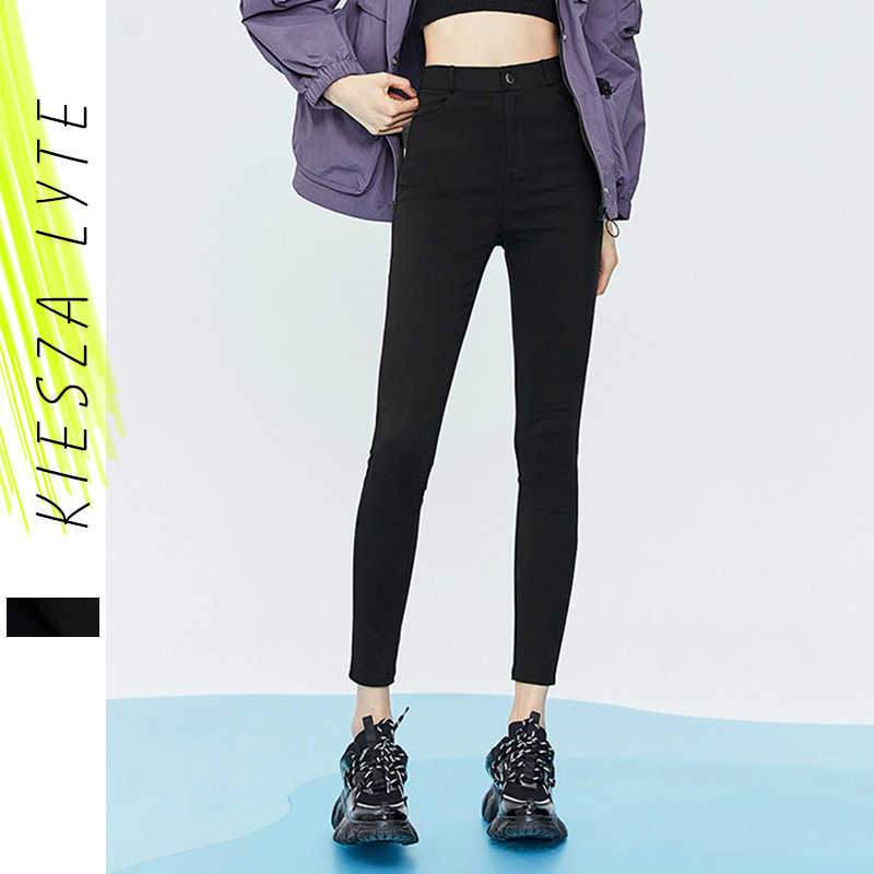 

Women's Fitness Warm Pants Legging Extensible Fleece Skinny Black Female All Match Ladies Office Pencill Autumn 210608, General thickness