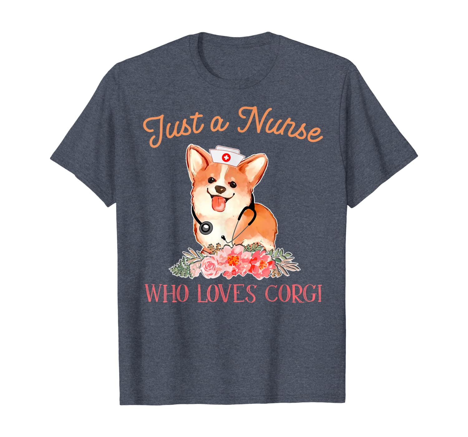 

just a nurse who loves corgi tshirt dog nurse lover gifts, White;black