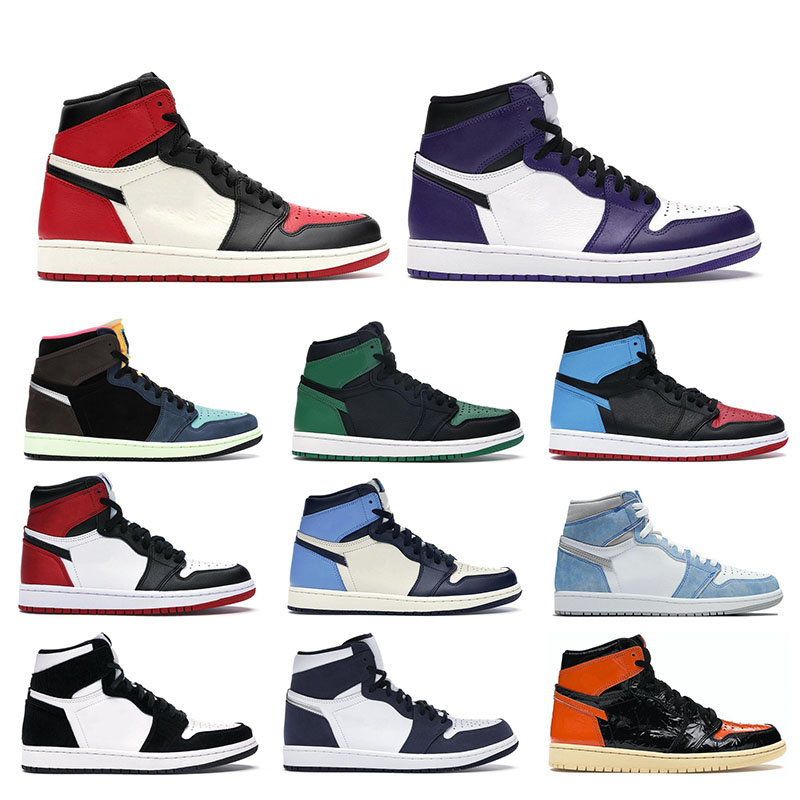 

Jumpman basketball shoes University Blue Hyper Royal UNC Obsidian Bred Gold Silver Toe 1 1s mens sport sneakers size 36-46, Bred toe