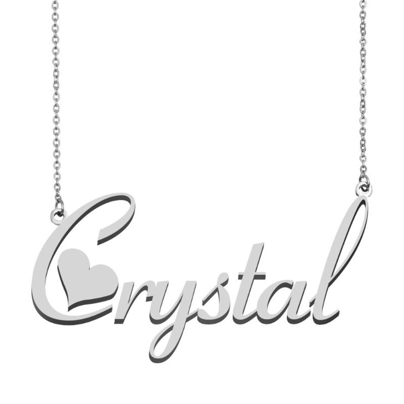

Pendant Necklaces Crystal Name Necklace Personalised Stainless Steel Women Choker 18k Gold Plated Alphabet Letter Jewelry Friends Gift, Silver