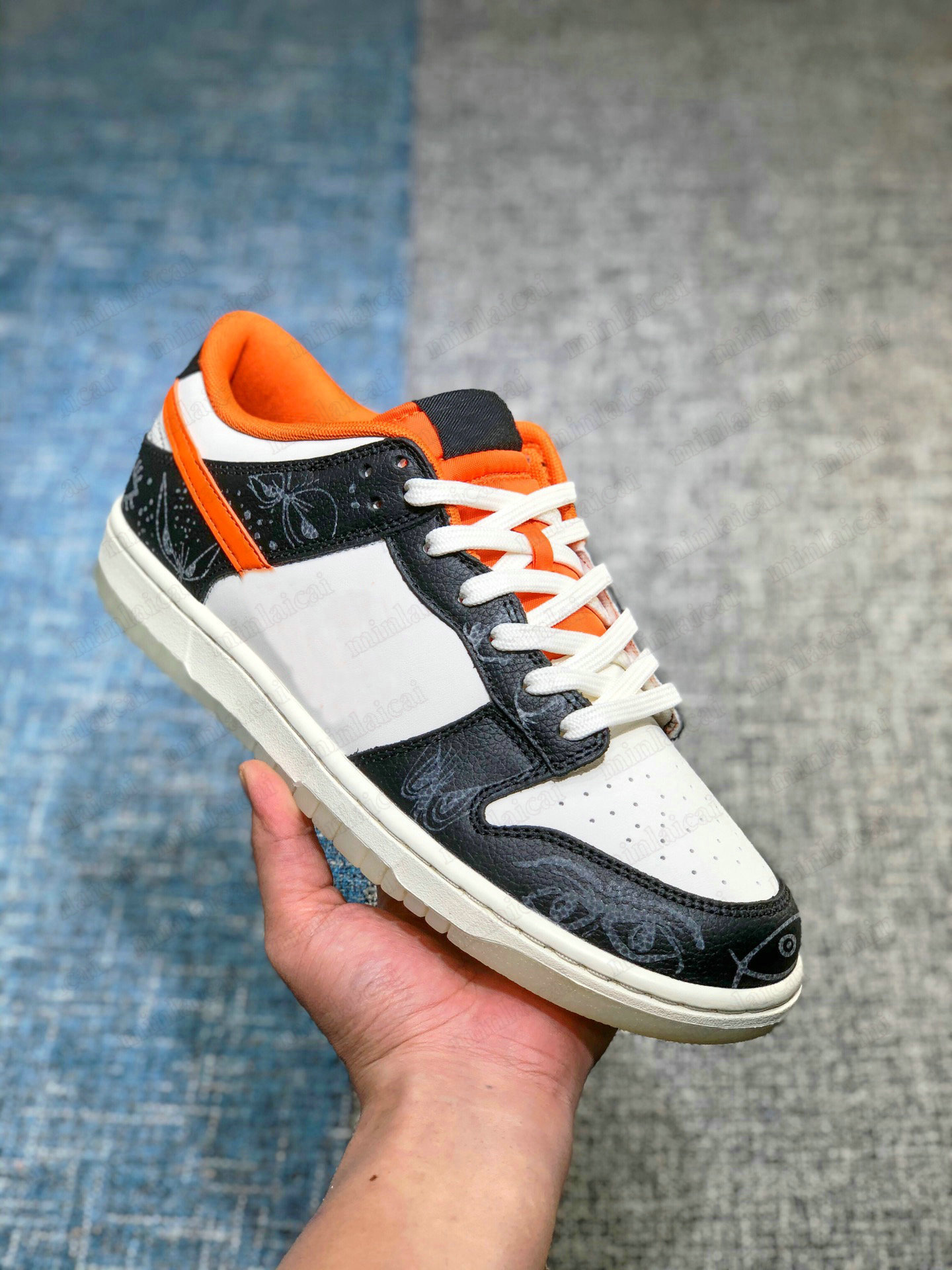 

D Low Pro Halloween Skateboard Shoes SB Black White Orange Noctilucent Casual Sports Trainers Sneakers, For box fees only;dont pay it alone