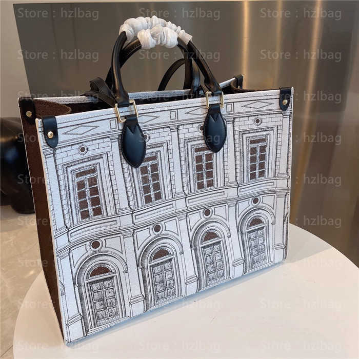 

OnTheGo MM Architettura tote bags Black White Fornasetti Business Handbag Cross Body Bag M59264 on The Go, Color 01